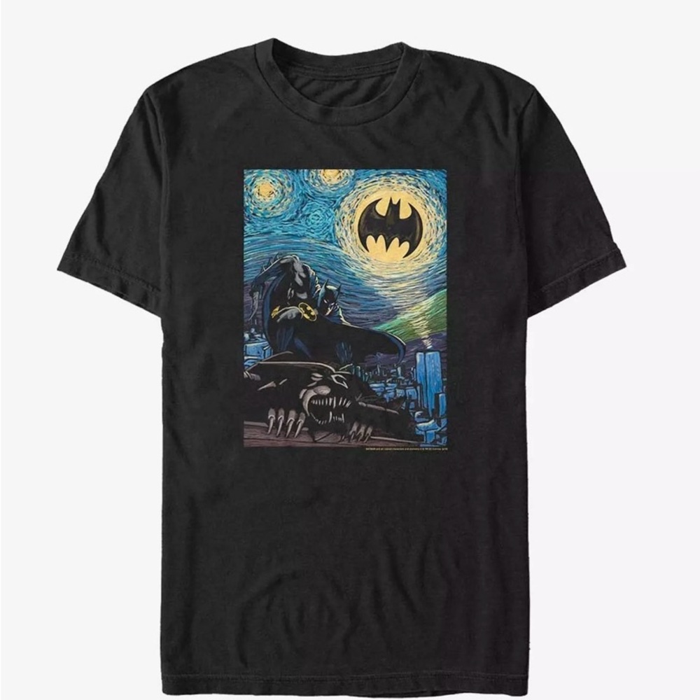 NWT DC Comics Batman Over Starry Gotham T-Shirt Youth Large